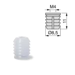 Emuca Furniture Plastic Socket - Size M4 11 x 8.5mm, Pack of 10