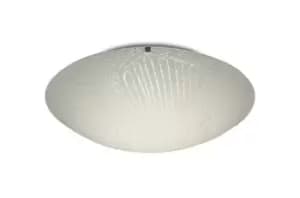 Tassa 18W LED Medium Flush Ceiling Light, 400mm Round, 4000K 1500lm CRI80, Randon Line Pattern Glass with Polished Chrome Detail