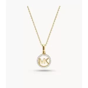 Michael Kors Womens 14K -Plated Stelring Silver Logo Starter Necklace - Gold