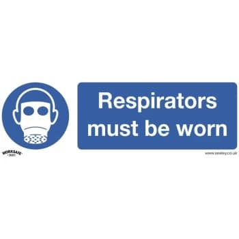 SS56V10 Mandatory Safety Sign - Respirators Must Be Worn - Self-Adhesive Vinyl - Pack of 10 - Sealey