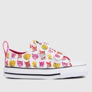 Converse White & Pink 2v Lo Jungle Cats Trainers Toddler