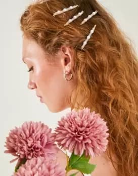 Accessorize Womens Pearl and Bead Hair Slides 4 Pack, Size: L 7 cm