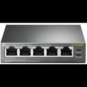 TP-LINK (TL-SF1005P) 5-Port 10/100 Unmanaged Desktop Switch, 4 Port PoE, Steel Case UK Plug