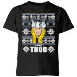 Marvel Thor Face Kids Christmas T-Shirt - Black - 11-12 Years