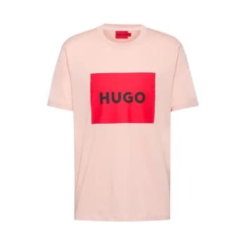 Hugo Dulive Red Logo Light Pink T-Shirt