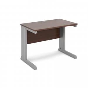 Vivo Straight Desk 1000mm x 600mm - Silver Frame Walnut Top