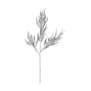 Gallery Interiors Set of 5 Feather Leaf Spray in Silver with Glitter