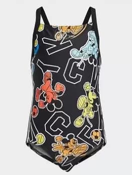 adidas X Disney Mickey Swimsuit, Black, Size 7-8 Years, Women