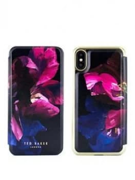 Ted Baker Mirror Folio Case iPhone X - SHELEEN - Impressionist Bloom, Black, Women