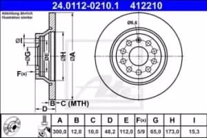 ATE Brake disc 24.0112-0210.1 Brake rotor,Brake discs VW,AUDI,SKODA,Golf VII Schragheck (5G1, BQ1, BE1, BE2),Passat Variant (3G5, CB5)