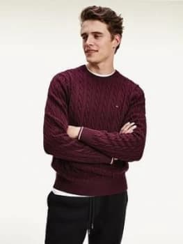 Tommy Hilfiger Organic Cotton Cable Knitted Jumper - Burgundy