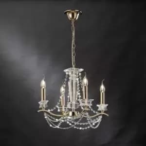 Nydia 4-light pendant in gold / crystal