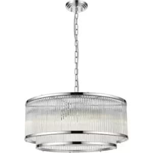 Impex Antigua 6 Light Chrome Crystal Pendant Ceiling Light
