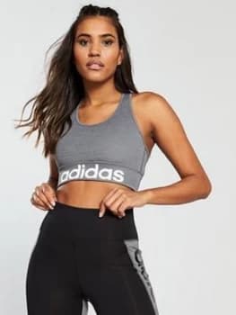 adidas D2M Logo Bra - Grey, Black, Size 2Xs, Women