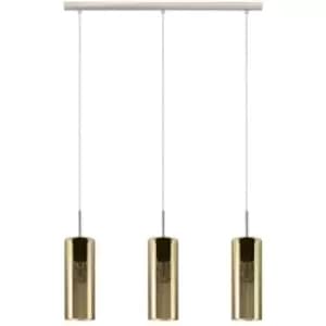 Netlighting Selvino 3 Lamp Straight Bar Pendant Ceiling Light Satin Nickel - EG9