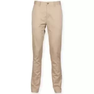 Front Row Mens Cotton Rich Stretch Chino Trousers (40L) (Stone)