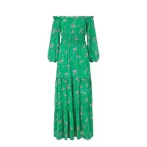 Yumi Green Floral Bardot Maxi Dress - Green