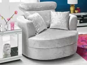 LPD Bliss Large Silver Crushed Velvet Glitz Swivel Chair