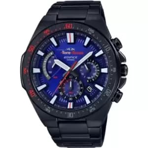 Mens Casio 'Edifice Toro Rosso' Black and Blue Tough solar Chronograph Watch