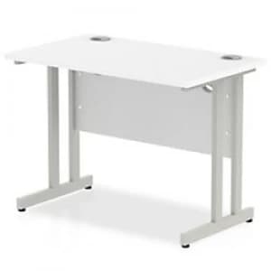 Impulse 1000 x 600 x 730mm Rectangle Silver Cantilever Leg Desk White