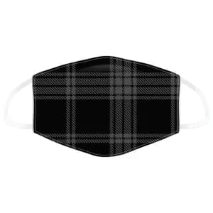 Black & Grey Tartan Reusable Face Covering - Large