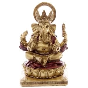 Gold and Red 14cm Ganesh Statue