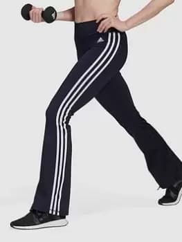 Adidas Train Essentials 3 Stripe Flared Tights - Navy