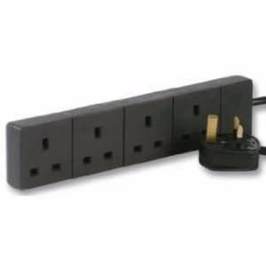 Zexum Black UK 3 Pin Plug 4 Gang Extension Lead - 0.5 Metre