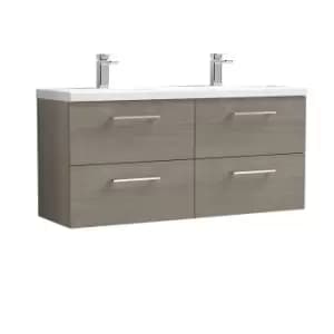 Nuie Arno 1200mm Wall Hung 4 Drawer Vanity & Double Ceramic Basin Solace Oak