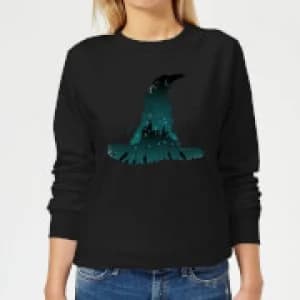 Harry Potter Sorting Hat Silhouette Womens Sweatshirt - Black