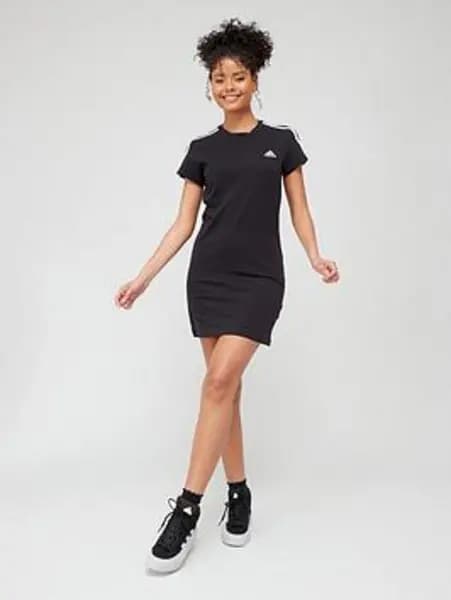 adidas Essentials 3-Stripes Fitted Tee Dress Womens - Size M