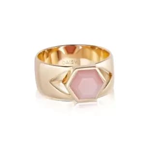 Rings 18ct Gold Plate Beloved Bold Pink Opal Band Ring 18ct Gold Plate