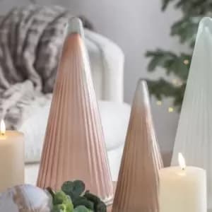 Gallery Interiors Ribbed Tree Brown Frost Glass Large