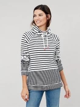 Joules Mayston Funnel Neck Sweatshirt - Cream/Navy, Cream/Navy, Size 16, Women