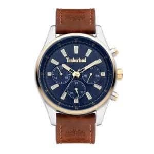 Timberland Brown Leather Strap Watch with Navy Multi Dial