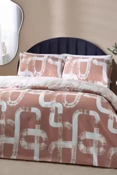 Tuba Abstract Cotton Rich Reversible Duvet Cover Set