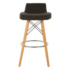 Bar Stool in Faux Leather with Beechwood Legs