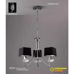 Akira pendant lamp 3 E14 bulbs, polished chrome with Black lampshades