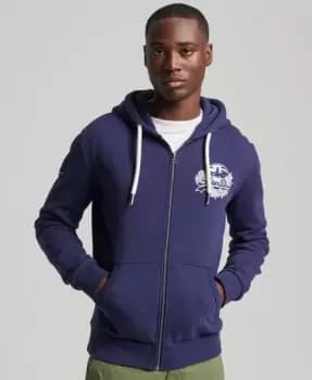 Superdry Mens Vintage Logo Seasonal Zip Hoodie Navy / Atlantic Navy - Size: L