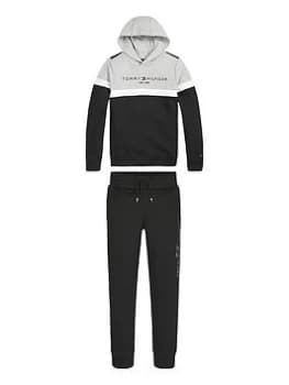 Tommy Hilfiger Boys Colorblock Hoodie Set - Black, Size Age: 10 Years