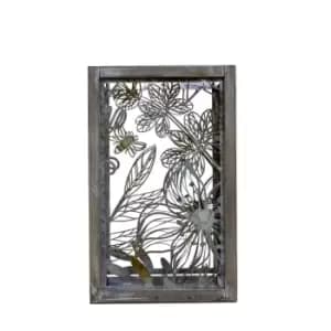 Crossland Grove Floral Lantern Natural/Grey 240x240x390Mm