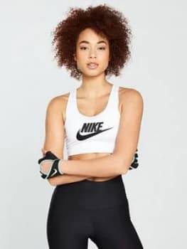 Nike Training Medium Control Swoosh Futura Bra White Black Size S Women