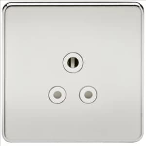 KnightsBridge 1G 5A Screwless Polished Chrome Round Pin 230V Unswitched Electrical Wall Socket - White Insert
