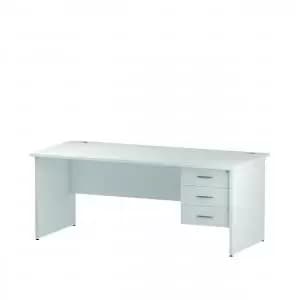 Impulse 1800 Rectangle Panel End Leg Desk White 1 x 3 Drawer Fixed Ped