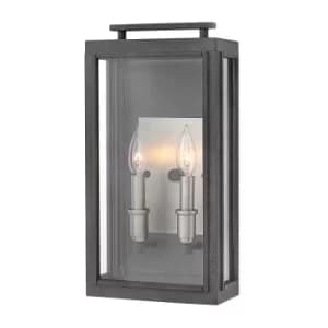 Hinkley Sutcliffe Outdoor 2 Light Wall Lantern Aged Zinc IP44