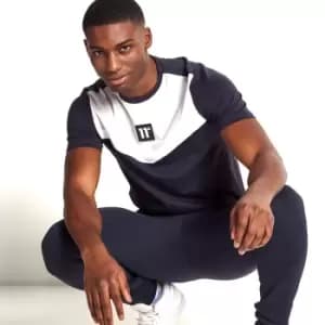 11 Degrees Cut and Sew Short Sleeve T-Shirt - Navy/Vapour Grey/White - L