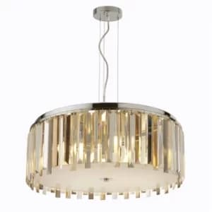 Clarissa 5 Light Ceiling Pendant Chrome, Crystal Prism Drops, E14