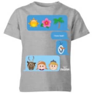 Disney Frozen I Love Heat Emoji Kids T-Shirt - Grey - 11-12 Years