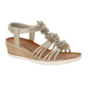Cipriata Womens/Ladies Gerina 3 Flower Halterback Wedge Sandals (6 UK) (Gold)
