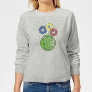 Marvel Avengers Hulk Flower Womens Sweatshirt - Grey - L
